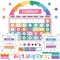 Happily Ever Elementary Retro Remix 107-Piece Calendar Bulletin Board Set, Undated With Monthly Headers, Cover Ups, Weather, Days of Week Chart, Cards, and More Classroom Decor